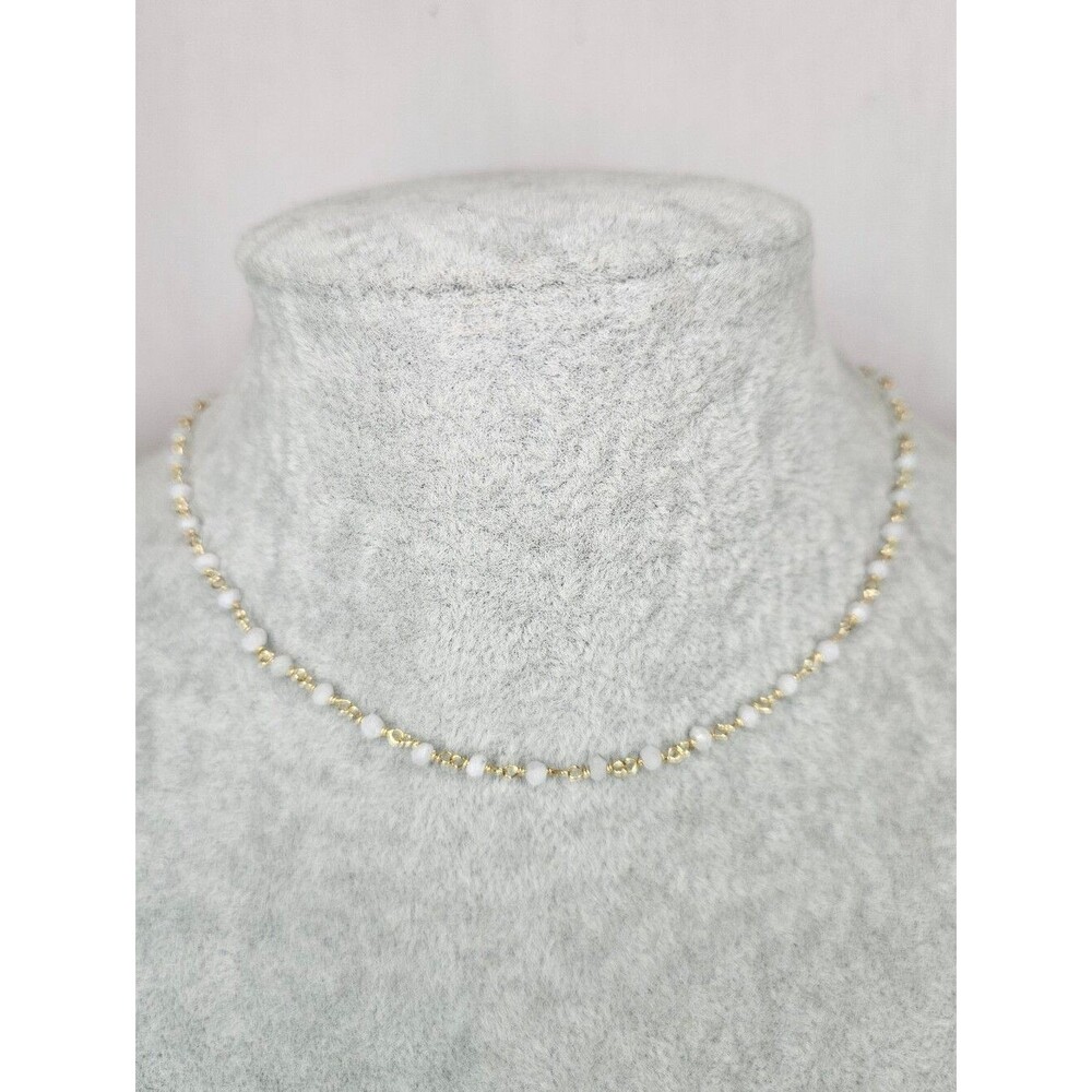 18k Gold Vermeil Moonstone Choker Necklace 16" Natural Gemstone Sterling Silver